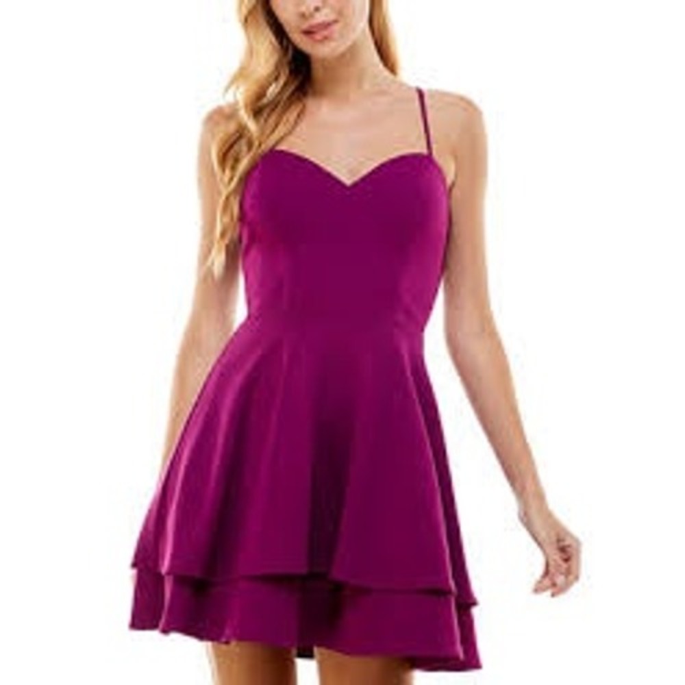 City Vibe Women Dress 9/10 Orchid Fit and Flare Lace-up Back Tiered Skirt